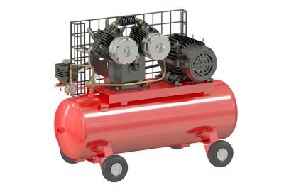 image of red twin cylinder single stage compressor