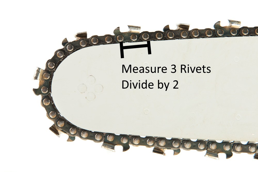 image of a chainsaw with 3 rivets highlighted
