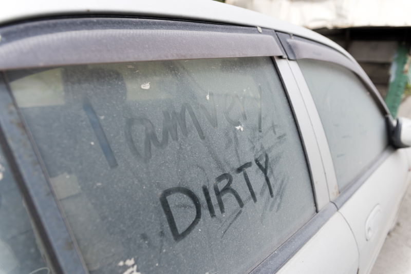 I am dirty written on car