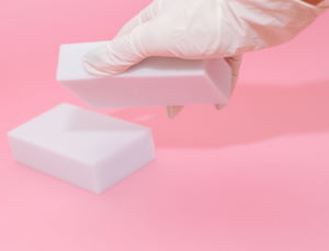 image of magic eraser on pink background
